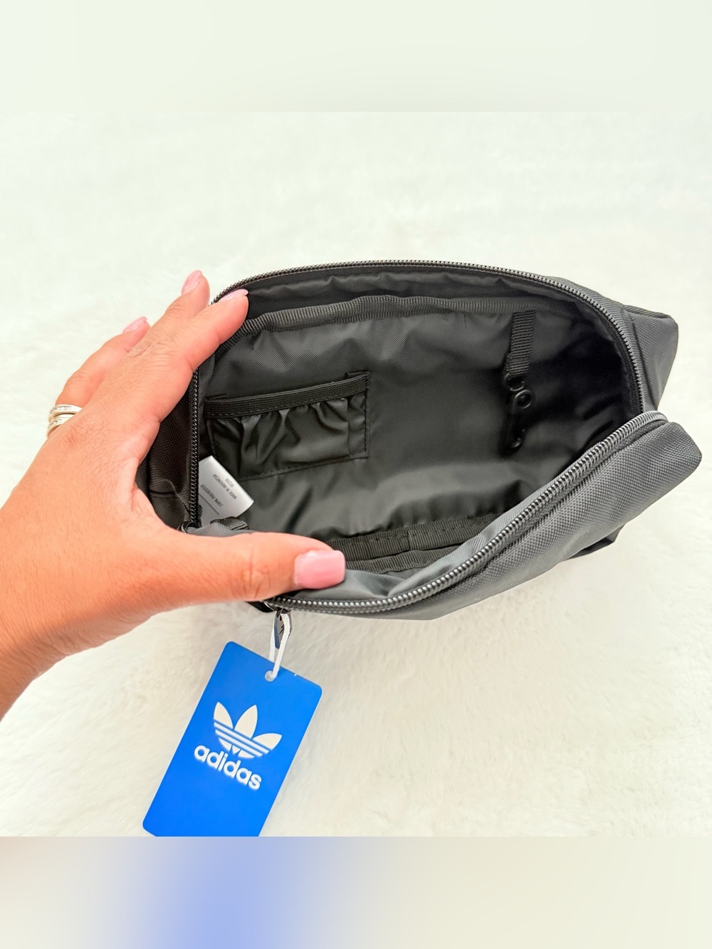Adidas Black Waist Bag with White Trefoil Logo - Picture 7 of 13